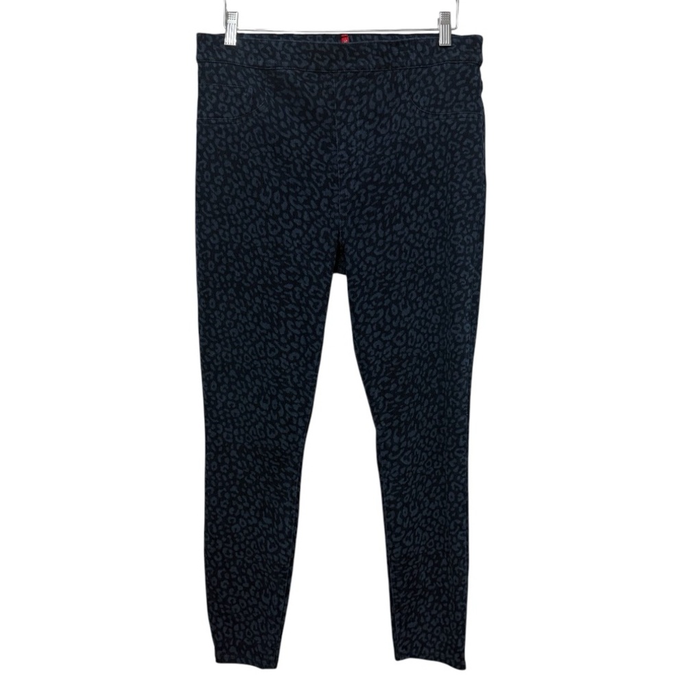 Spanx Jean-ish Ankle Leggings Denim Look Stretch Fit Womens XL Blue Leopard